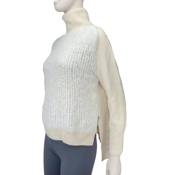 PHILLIP LIM Textured Designer Knitted Wool White Cream Turtleneck Sweater sz S - Picture 3 of 12